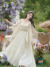 Load image into Gallery viewer, White Bohemian Embroidered Retro Maxi Dress 1970S Vintage Set