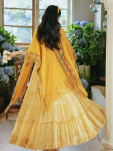 Load image into Gallery viewer, 2PS Yellow Bohemian Maxi Dress Set with Detachable Cardigan