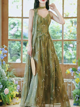Load image into Gallery viewer, 2PS Moss Green Floral Chiffon Maxi Dress with Matching Cardigan