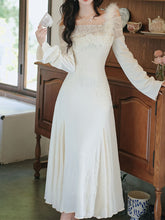 Load image into Gallery viewer, White Lace Ruffle Sleeve Sequined Fishtail Wedding Dress