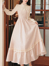 Load image into Gallery viewer, Edwardian Vintage Style Pink Tweed Long Sleeve Dress
