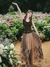 Load image into Gallery viewer, Vintage Boho Patchwork Maxi Skirt - Flowy A-Line Tiered Long Skirt for Women