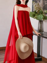 Load image into Gallery viewer, 1990s Vintage Red Tube Dress | Strapless Maxi Gown with Matching Scarf