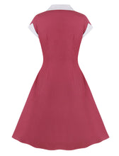 Load image into Gallery viewer, Green V Neck Short Sleeve 1950S Vintage Swing Dress