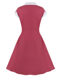 Green V Neck Short Sleeve 1950S Vintage Swing Dress