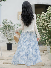 Load image into Gallery viewer, 2PS Blue Rose Spaghetti Strap 1950S Vintage Dress With Long Sleeve Cardigan