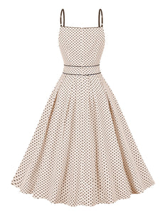 1950S Blue Polka Dots Vintage Swing Dress
