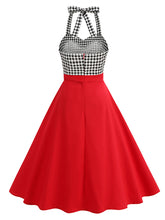 Load image into Gallery viewer, Red Plaid Halter Backless 1950S Vintage Swing Dress