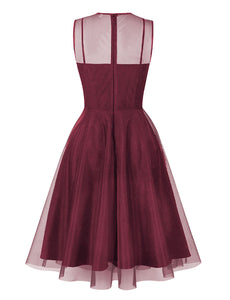 Nude Pink Mesh 1950S Vintage Swing Dress
