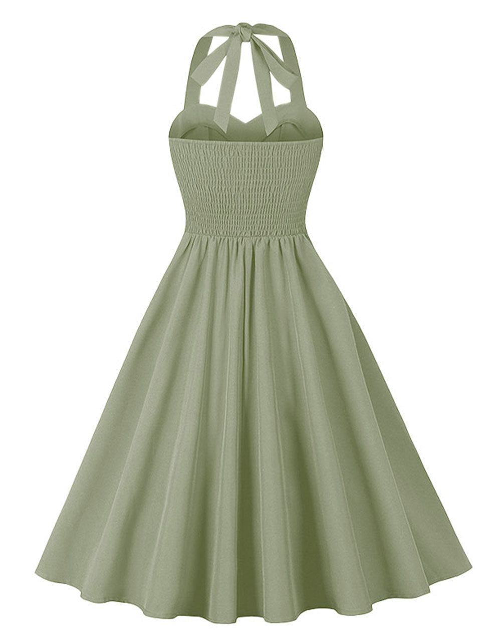 Purple Sweet Heart Halter Sleeveless 1950S Vintage Dress With Pockets, Army Green / M Purple Sweet Heart Halter Sleeveless 1950S Vintage Dress With Pockets, Army Green / M