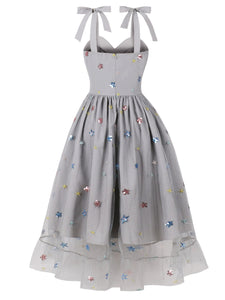 Star Embroidered 1950s Vintage Swing Dress