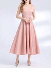 Load image into Gallery viewer, Red Satin V Neck Sleeveless Classic 1950S Vintage Sweet Party Dress