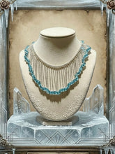 Load image into Gallery viewer, Edwardian Vintage Aquamarine Fringe Necklace - Antique Art Deco Silver Tassel Statement Choker for Women