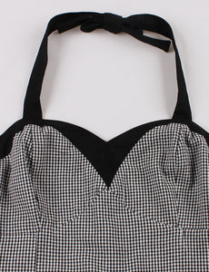 Grey Sweat Heart Halter Sleeveless 1950s Vintage Swing Dress