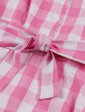 Load image into Gallery viewer, Barbie Pink And White Plaid V Neck 1950s Swing Dress