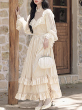 Load image into Gallery viewer, Edwardian Victorian Champagne Lace Jacquard Vintage Wedding Dress