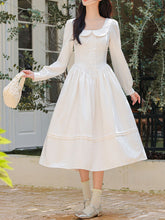 Load image into Gallery viewer, Vintage White Peter Pan Collar Long Sleeve Swing Dress