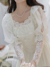 Load image into Gallery viewer, Sweet Victorian Lace Square Collar Corset Short Sleeve Wedding Mini Dress