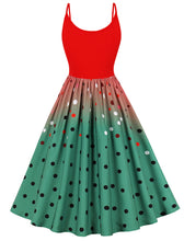 Load image into Gallery viewer, Red And Green Spaghetti Strap Polka Dots 1950S Christmas Dress