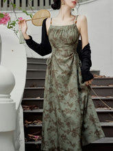 Load image into Gallery viewer, 2PS Brown Lace Spaghetti Strap 1950S Swing Victoria&#39;s Fairy Dress With Black Cardigan