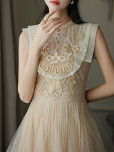 Load image into Gallery viewer, Apricot Embroidered Butterfly Hollow Short Sleeve Lace Mini Dress