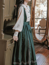 Load image into Gallery viewer, Dark Green Fake 2-Piece Vintage Preppy Vintage Dress