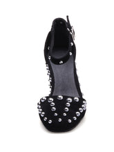 Load image into Gallery viewer, Women&#39;s Piont Toe Rivet Chunky Heel Sandals Leather Vintage Shoes