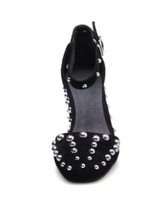 Women's Piont Toe Rivet Chunky Heel Sandals Leather Vintage Shoes