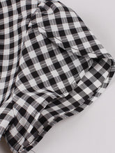 Load image into Gallery viewer, Black And White Plaid V Neck 1950S Vintage Dress