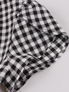 Black And White Plaid V Neck 1950S Vintage Dress