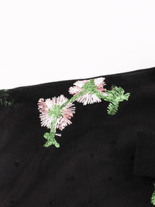 Black Semi Sheer Lace Embroidered Sleeveless 1950S Vintage Dress