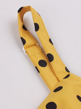 Load image into Gallery viewer, 1950S Spaghetti Strap Bow Vintage Dress With Yellow and Black Polka Dots