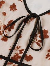 Load image into Gallery viewer, Apricot Flock Printing V Neck 1950S Vintage Swing Dress