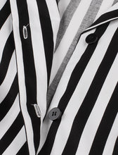 Load image into Gallery viewer, Beetlejuice Costume Turndown Collar 1960S Dress With Black and White Vertical Stripe