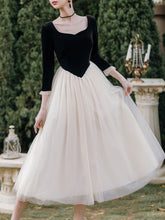 Load image into Gallery viewer, Ballet Sweet Collar Vintage Little Black And White Dress