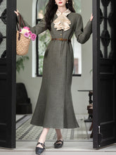 Load image into Gallery viewer, Light Grey Cascade Edwardian Revival Vintage Fishtail Dress