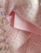Load image into Gallery viewer, Pink Camellia Flower Spaghetti Strap Tweed Party Dress