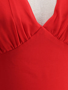 Red Halter Backless 1950S Vintage Swing Dress