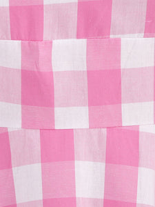 Pink And White Plaid Halter Barbie Same Style 1950S Vintage Dress