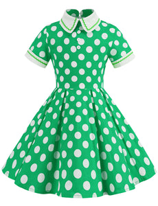 Kids Little Girls' Dress Polka Dots Peter Pan Collar 1950S Dress With Pockets