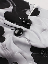 Load image into Gallery viewer, Black Off The Shoulder Flower Print 1950s Vintage Swing Dress