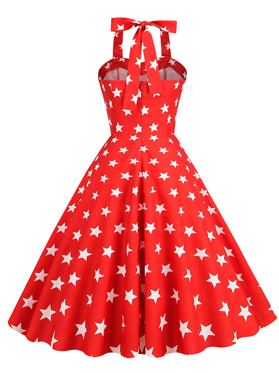 American Flag Stars Stripes Halter 1950S Vintage Dress, Red / XL American Flag Stars Stripes Halter 1950S Vintage Dress, Red / XL