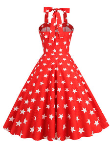 American Flag Stars Stripes Halter 1950S Vintage Dress