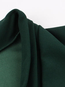 Dark Green V Neck Short Sleeve Vintage Swing Dress With Belt