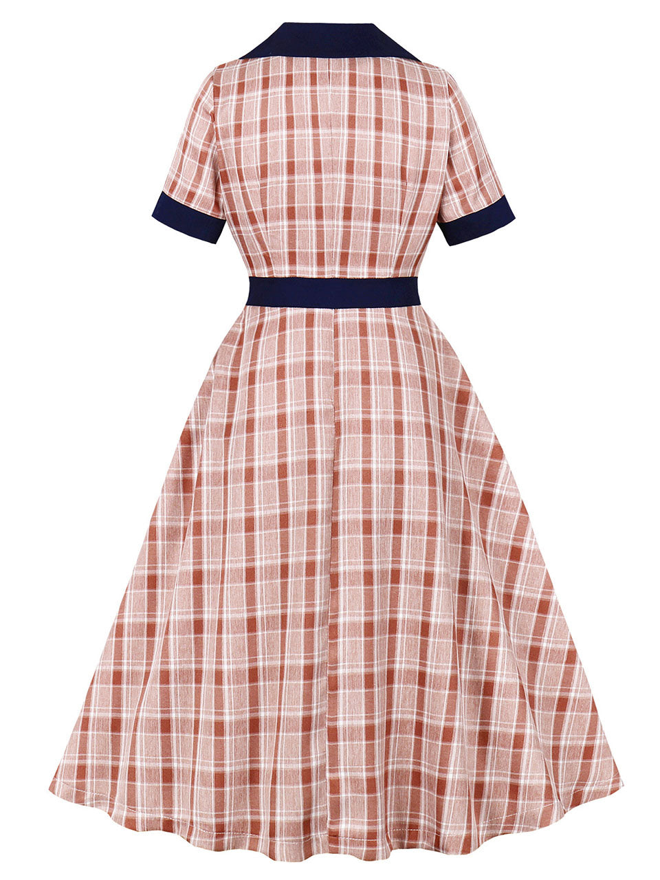 1950S Brown Sailor Collar Plaid Short Sleeve Vintage Dress Jolly Vintage 1950S Brown Sailor Collar Plaid Short Sleeve Vintage Dress Jolly Vintage
