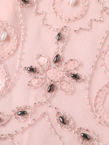 Pink Gatsby Glitter Fringe 1920s Flapper Dress Set