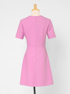Rose Sweet V Neck 1960S Vintage Dress