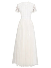 Load image into Gallery viewer, White Luxury Embroidered Lace Maxi Dress