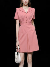 Load image into Gallery viewer, Pink Sailor Style Fake Two Piece Design 1950S Vintage Dress