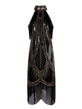 Load image into Gallery viewer, Apricot Cold Shoulder Gatsby Glitter Fringe 1920s Flapper Dress